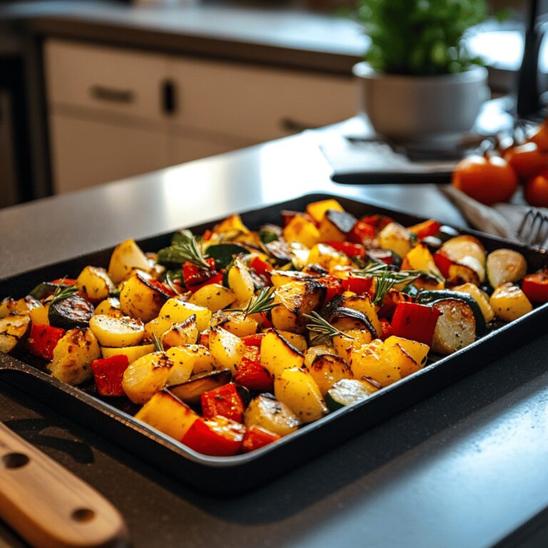 A warm, cozy kitchen scene showcasing a variety of fresh vegetables, cooking utensils, and bowls on a countertop, with natural light streaming in. The image conveys a welcoming atmosphere, highlighting cooking tools and ingredients that hint at the techniques for achieving extra crispy roasted vegetables, without focusing on a single dish.