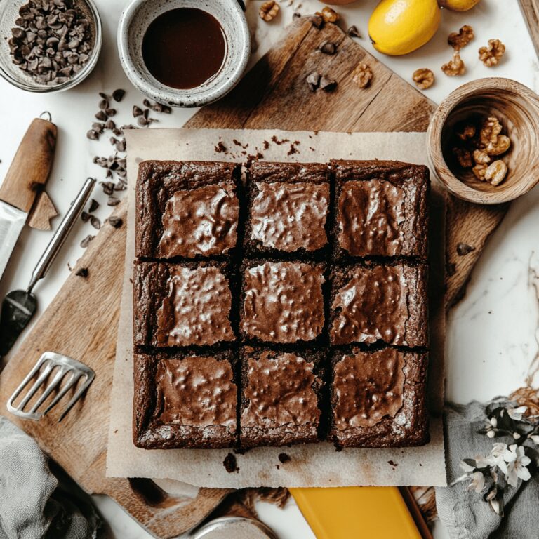 A warm and cozy modern kitchen scene featuring cooking tools and ingredients, with a focus on various kitchen details such as utensils, bowls, and countertops. The lighting is natural and friendly, creating an inviting atmosphere that subtly reflects the theme of a food blog about a special brownie recipe with a secret ingredient.